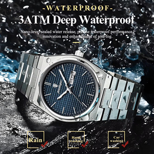 POEDAGAR 821 Orologio da Polso Impermeabile al Quarzo, Marca di Moda, Acciaio Inossidabile, Semplice, Luminoso, Lussuoso, con Calendario per Uomo - Product Image 5