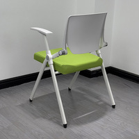 Chaise de formation pliable en maille avec tableau d'écriture et table rotative, chaise de conférence en tissu au design moderne pour usage commercial