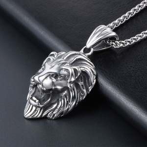 Collar con colgante de cabeza de león, acero inoxidable, signo del zodiaco animal, joyería de moda para hombre SP073 - Product Image 3