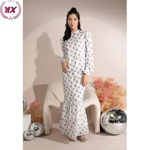 2023 nuovo stampato floreale Plus Size Baju Kurung Fashion Design girocollo malesia abbigliamento moderno Baju Kurung