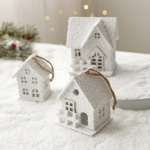 Ornamento dell'albero di natale festa festa festa piccola casa bianca ciondolo per decorazioni - Product Image 1