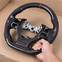 Volant personnalisé en fibre de carbone avec cuir perforé, surpiqûres rouges et marqueur supérieur rouge pour Lexus RX NX GX IS ES GS LS LX