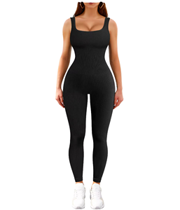 New Women High Waist Skinny Fitness <b>Stretch</b> Pocket Zipper <b>Denim</b> Rompers for Workout - Product Image 1