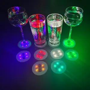 Wholesale Price 6cm 3M Eva Led Coaster Sticker Waterproof Adhesive Led Bottle Lighting Coaster For Bar Parties