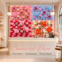 Panel de Flores Artificiales al por Mayor con Combinación de Rosas y Hortensias para Decoración de Paredes en Bodas, Ceremonias, Ventanas, Fiestas y Centros Comerciales