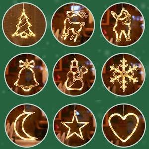 Adorno Navideño LED para Ventana, Santa Claus y Copo de Nieve Colgantes con Ventosa, Decoración para el Hogar de PVC, Funciona con Pilas, IP44, Regalos de Año Nuevo - Product Image 2