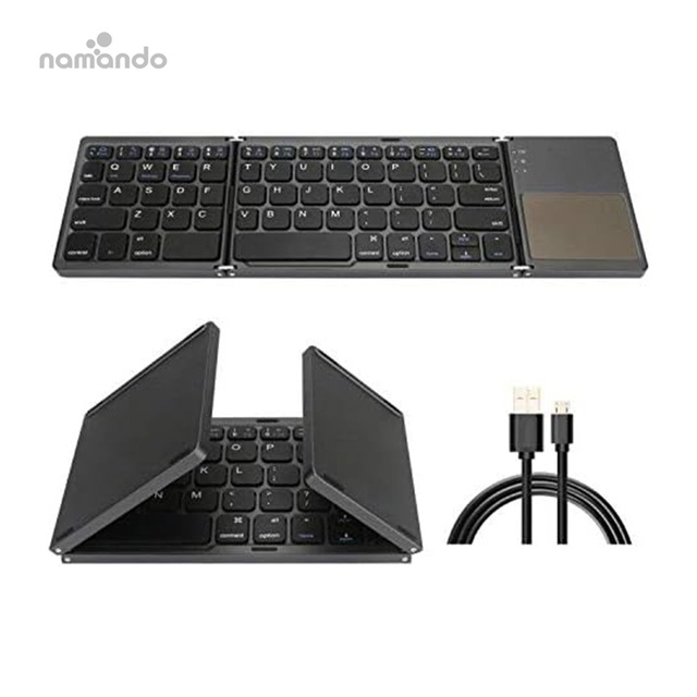 Factory Cheap Foldable Wireless Keyboard Ultra Slim Touchpad BT Keyboard Rechargeable Folding Keyboard for Tablet Laptop