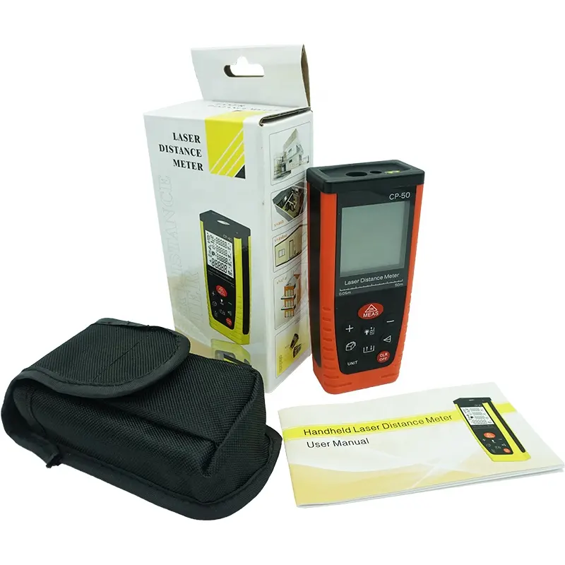레이저 측정-50-100m 레이저 거리 측정기 M/in/Ft 단위 백라이트 lcd를 가진 엇바꾸기 레이저 측정 테이프