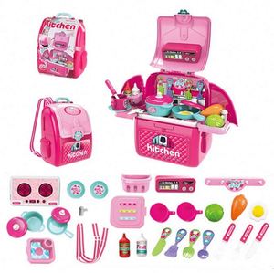 Big Food Girls Cooking <b>Kitchen</b> Toys Set Appliances Suitcase Pretend Table Shopping Cart Nordic <b>Kitchen</b> Toy for Kids - Product Image 4