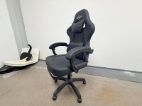 Fauteuil de Gaming Inclinable Exécutif Ergonomique en Cuir PU avec Repose-Pieds, Chaise d'Ordinateur Pivotante Style Racing, Base Métallique Moderne
