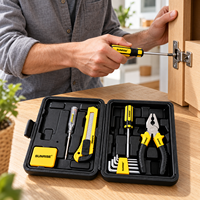 SUNRISE Ensemble d'outils à main pour la maison, 12 pièces, avec pinces, tournevis, clés hexagonales, couteau utilitaire et étui de rangement pour les travaux de réparation à domicile et les bricolages