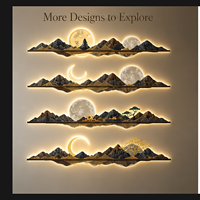 Décoration murale LED en cristal Moon Mountain, paysage oriental panoramique, art lumineux pour hôtel, salon, intérieurs contemporains