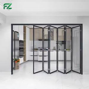 Porte pliante en verre à cadre étroit <span class=keywords><strong>de</strong></span> conception moderne <span class=keywords><strong>de</strong></span> haute qualité, cloison pliable en aluminium pour salon, hôtel, prévention des incendies, isolation thermique - Product Image 1