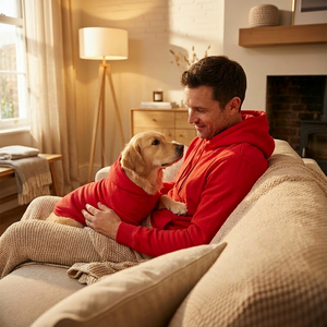 Op maat gemaakte rode hoodies en hoodies voor grote golden retrievers, hondenkleding van puur polyester - Product Image 2