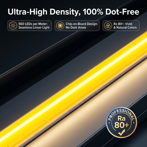 Bande LED COB Dim to Warm 560 LED/m 24V 2200K-2700K sans points lumineux, flexible, pour décoration résidentielle - Product Image 2
