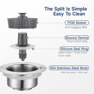 Thép không gỉ pop-up Bồn Rửa Nhà Bếp Cắm, cống ống bồn rửa cống lọc 3 trong 1 bồn rửa nhà bếp cống Lọc và cắm kết hợp - Product Image 5