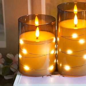 Kakoya gris acrílico LED sin llama velas electrónicas luces Halloween/Navidad boda decoración faros intermitentes uso doméstico - Product Image 4
