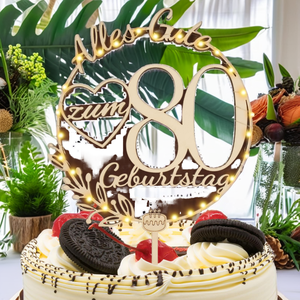 I LOVE MOM Decorazione per Torta in Legno Ecologico per 80° Compleanno, per Ragazze, Ragazzi, Donne e Uomini - Product Image 2