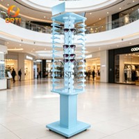 Wholesale Floor-Standing Rotating Sunglasses Display Rack, Eyeglasses Holder with Wheels