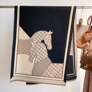 Écharpe en coton double face de style coréen luxueuse Élégante longue écharpe d'hiver à motifs géométriques Style traditionnel Princesse Misi - Product Image 1