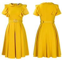 Robe plissée à manches courtes, grande taille, Style OL, décontractée, à la mode, pour femmes