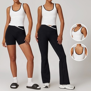Ensemble de survêtement 2 pièces personnalisé pour <span class=keywords><strong>femme</strong></span> – Soutien-gorge de sport, débardeur court et short taille haute – <span class=keywords><strong>Tenue</strong></span> de sport pour la gym, la course et le <span class=keywords><strong>yoga</strong></span> - Product Image 3