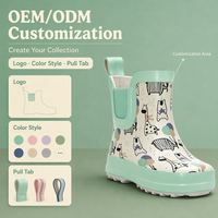 Bottes de pluie en caoutchouc pour enfants avec logo personnalisé, imprimé animal, imperméables, antidérapantes, avec poignées de traction, doublure en coton pour la vente en gros OEM