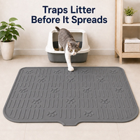 Tapis pour litière de chat, imperméable, anti-fuite, résistant aux taches, en silicone, rectangulaire, bords droits, motif géométrique, grande taille