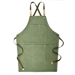 Tablier sans manches réutilisable en coton rose écologique avec logo personnalisé pour café, jardinage, peinture, ingrédients de thé au lait - Product Image 3