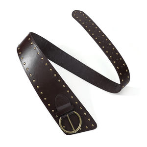 Ceintures en cuir synthétique pour femmes avec rivets pour manteaux et robes, <span class=keywords><strong>ceinture</strong></span> large pour femmes, <span class=keywords><strong>ceinture</strong></span> en daim cloutée avec boucle en laiton antique - Product Image 3