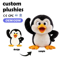 Peluche pingouin personnalisée OEM ODM, jouet en peluche doux de dessin animé, poupée en peluche avec logo personnalisé, certifiée CE CPC EN71