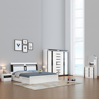 Ensemble de chambre à coucher brillant, meuble de luxe avec éclairage, 1.8m, mobilier de maison, offre spéciale, usine