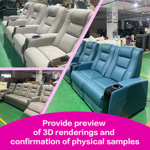 كرسي سينما فاخر VIP ثلاثي المقاعد من الجلد الأصلي، أريكة مسرح منزلي، مقاعد سينما، أريكة سينما - Product Image 2