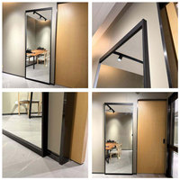 Pintu Geser Kaca Aluminium Cermin, Sistem Pintu Geser Ajaib, Pintu Geser Tersembunyi Interior Hemat Ruang