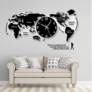 Thiết Kế Hiện Đại 3D Kỹ Thuật Số Treo Đồng Hồ Siêu Yên Tĩnh Acrylic Đồng Hồ Treo Tường Bản Đồ Thế Giới Đồng Hồ Treo Tường - Product Image 2