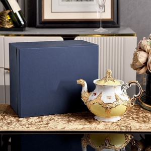 Luxurious Nordic-style tableware <b>set</b> with golden sugar container and <b>teapot</b>, suitable for gift-giving. - Product Image 2