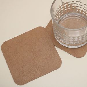 Retro Cowhide Texture <b>Coasters</b> Square Heat Resistant Stain Resistant Easy Clean Mats Pads For Tea Cups And Tea <b>Sets</b> - Product Image 1