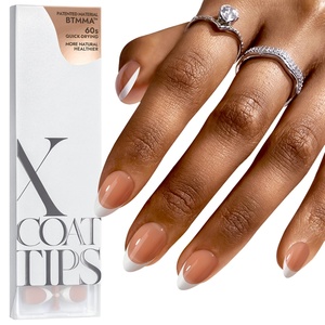 XCOATTIPS เล็บปลอม 160 ชิ้น คุณภาพสูง ขายส่ง เล็บปลอมทรงอัลมอนด์สั้น เนื้อเจลนิ่ม ปิดเต็มเล็บ X Coat สีน้ำตาล ปลายเล็บแบบฝรั่งเศส กดติดง่าย - Product Image 1