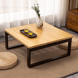 <b>Foldable</b> Square Wooden Coffee <b>Table</b> For Floor Standing Japanese Style Home Use Small Apartment Low <b>Table</b> - Product Image 2