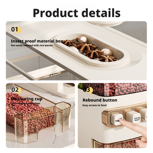 थोक 12.5 किलोग्राम अनाज कंटेनर रसोई बहुक्रियाशील खाद्य-ग्रेड चावल जार प्लास्टिक खाद्य-ग्रेड सामग्री रसोई अनाज डिस्पेंसर - Product Image 5