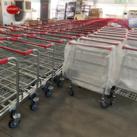 Chariot de manutention robuste 600 kg à 5 roues pour entrepôt, chariot de picking, chariot de distribution au détail, chariot à plateforme en U avec panier
