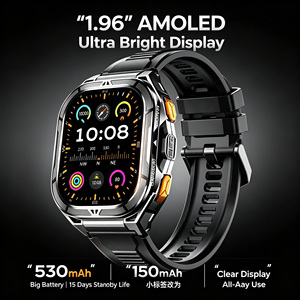 นาฬิกาสมาร์ทวอทช์ฟิตเนสขายส่ง พร้อม GPS สำหรับกีฬากลางแจ้ง หน้าจอ AMOLED รองรับ Android และ iOS วัดอัตราการเต้นของหัวใจ กันน้ำ สำหรับผู้ชาย - Product Image 4