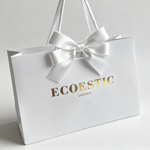 Toptan Lüks Paketleme Çantaları Özel Logo Baskılı Perakende Mücevher Hediye Paketleme Kağıdı Saplı Alışveriş Çantası - Product Image 4