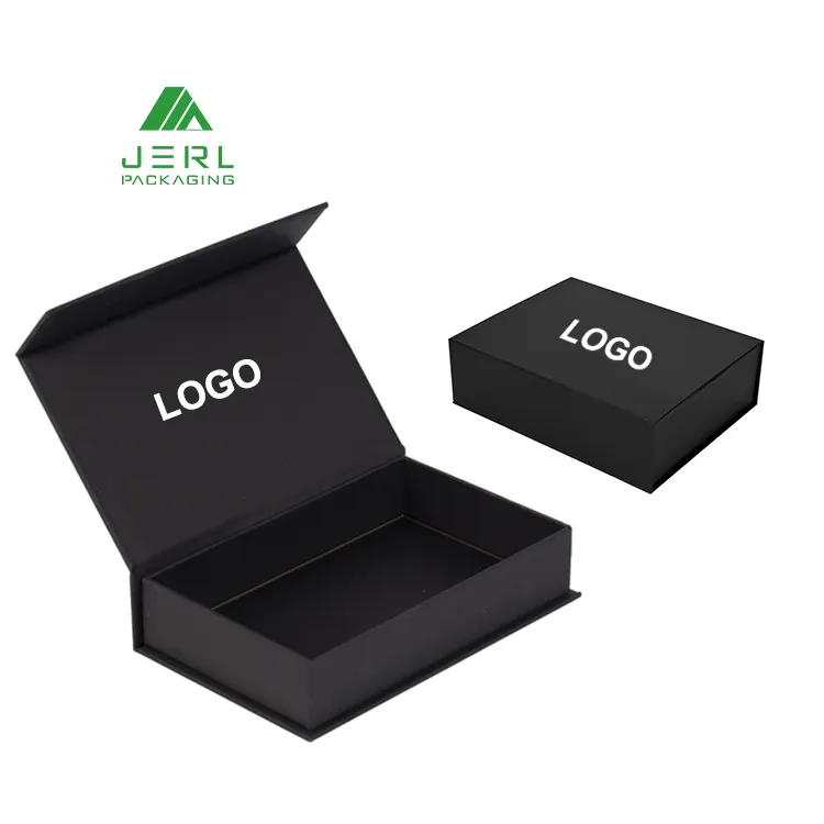 Magnetbox magnética de papel negro de lujo, cajas de embalaje con cierre rígido Rigit, caja de regalo con tapa