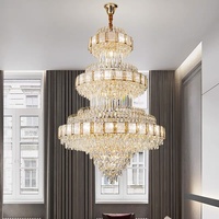 Lustre en cristal LED de luxe pour villa, grand escalier intérieur, hall d'entrée élégant, hôtel duplex, salle de banquet de mariage, luminaire suspendu
