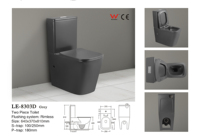 WC mural deux pièces en céramique noir mat avec chasse d'eau Tornado sans bride pour salle de bain d'hôtel