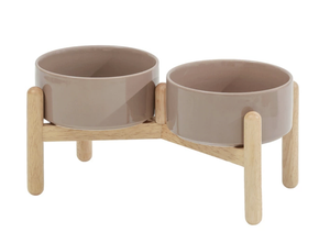 Set Mangkuk Keramik Minimalis Bergaya dengan Dudukan Kayu Desain Terpadu untuk Perlindungan Leher Mangkuk Ramah Lingkungan untuk Anjing - Product Image 3