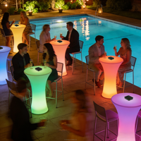 Table de bar LED lumineuse pour soirée, mobilier de boîte de nuit, table LED illuminée, table de bar LED, décoration d'événements, éclairage LED à énergie solaire