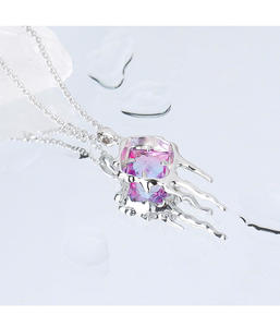 Collier en pierre de Tourmaline pour femmes, carré, argent, violet, pendentif pour dames, chaîne Stan Lariat, collier coréen personnalisé, tendance, S925, <span class=keywords><strong>2022</strong></span> - Product Image 5