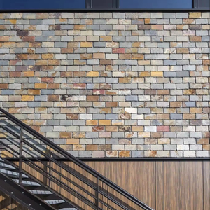 Tuiles de toiture en <span class=keywords><strong>ardoise</strong></span> naturelle multicolores chinoises, aspect rustique, fendues, en forme de bardeaux ou carrées - Product Image 6